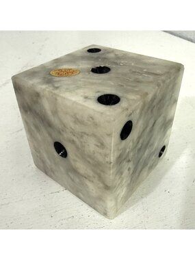 Vintage Hand Carved Heavy Italian Marble Paperweight Dice 2 1/2"